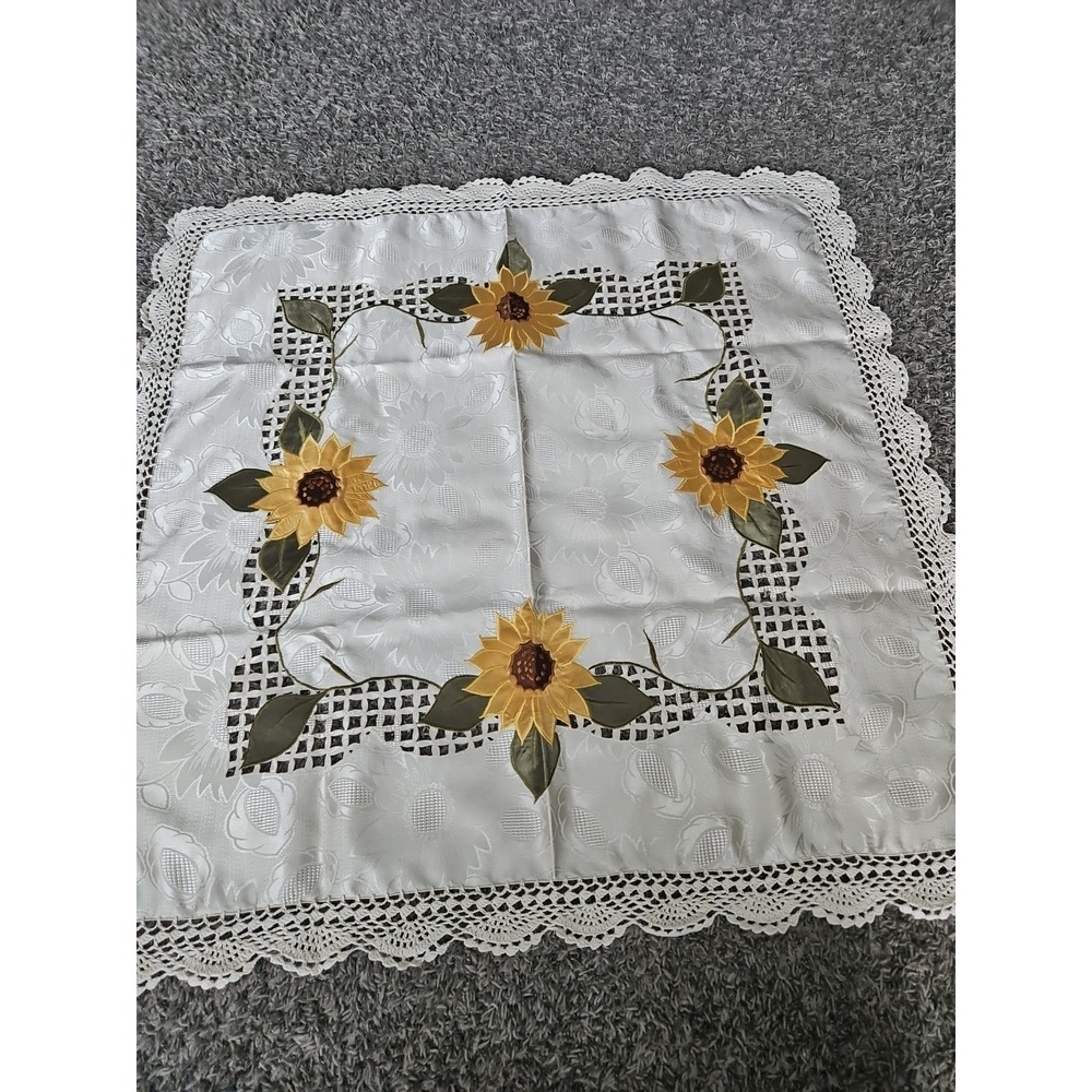 Sonka Vienna Austria Embroidered Square Sunflower‎ Tablecloth Cover  33x34